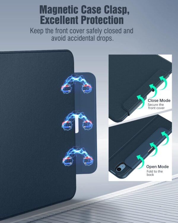 TiMOVO Étui pour iPad (A16) 11e Génération 11 Pouces 2025 / iPad 10e Génération 10.9 Pouces 2022 avec Porte-Crayon, Housse de Protection avec Support Intégré, Visionnage Multi-Angles, Bleu Marine – Image 8