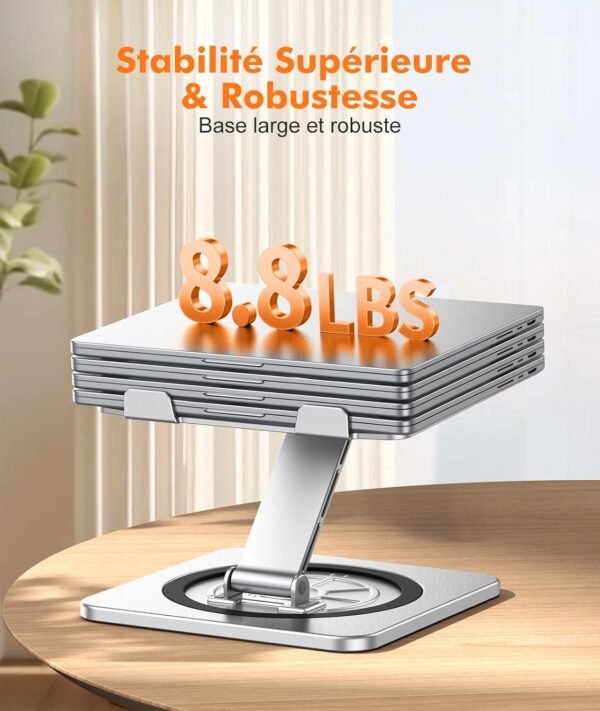 EOIWUY Support Ordinateur Portable Rotation 360°, Support PC Portable Bureau Réglable à Refroidissement Rapide, pour Travail d'Équipe Laptop Stand Ergonomique Racks Compatible avec Tous Laptops 10-16" – Image 3