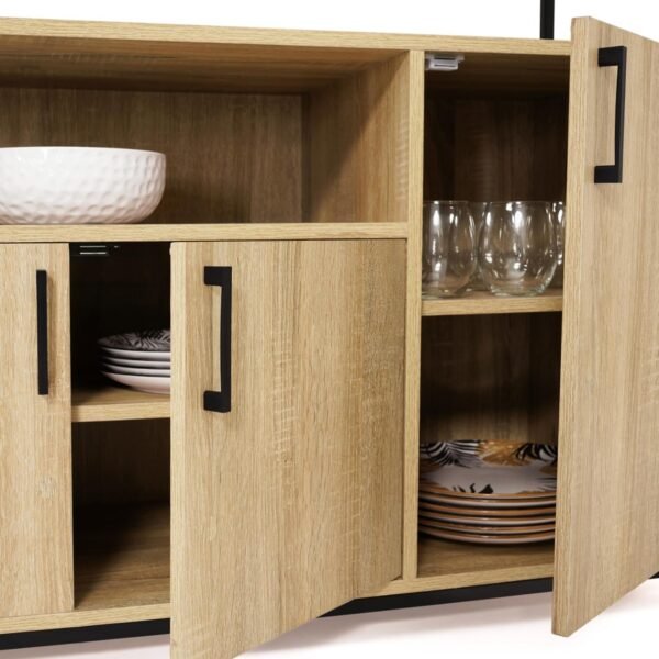 IDMarket - Buffet 4 Portes 140 cm Detroit avec Niche Design Industriel – Image 6
