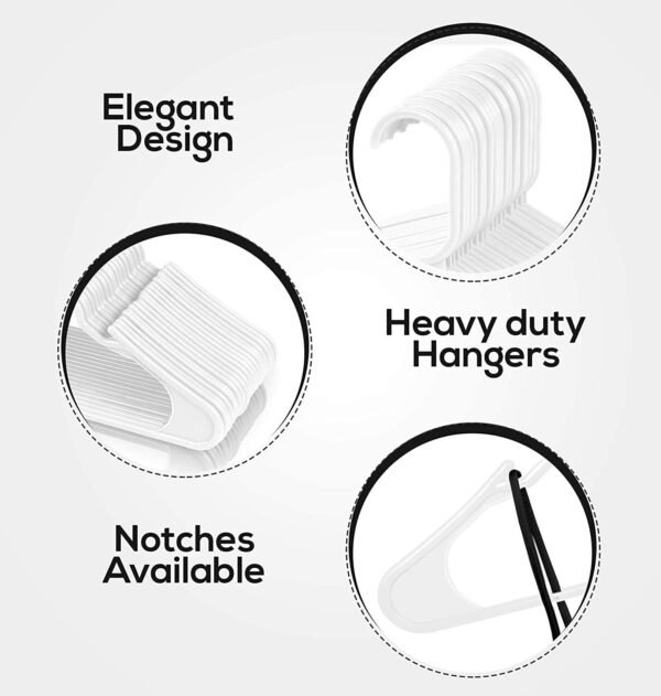 Utopia Home Cintres en Plastique Solide (Lot de 50) - Cintres en Feutre - Durable, antidérapant - Conçu pour Les Vestes délicates - Blanc – Image 3