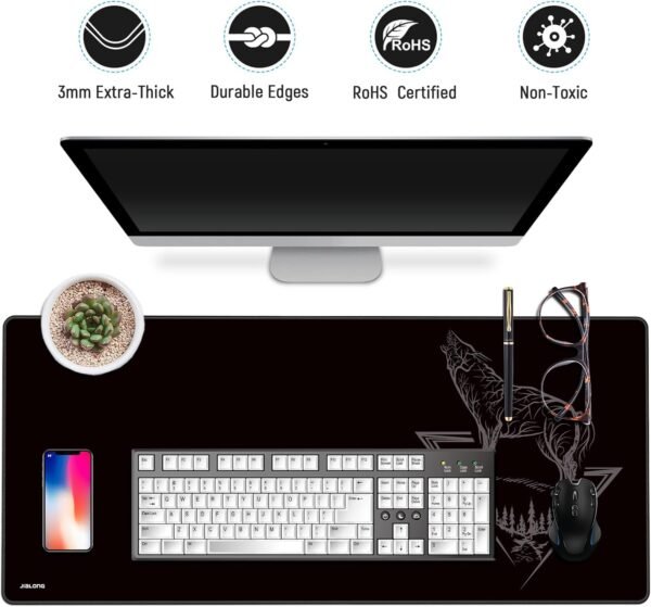 JIALONG Tapis de Souris Gaming Mousepad XXL Grand sous Main Bureau 900x400mm Mouse Pad avec Une Surface en Tissu Lisse, Une précision et Une Vitesse améliorées, conçu pour Le Joueur – Image 6
