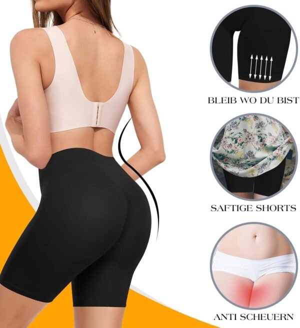 Lot de 2 Short Leggings Sport Femme sous Jupe ou Robe Anti-frottement Pantalons de Cyclisme pour Femme Legging Court sans Couture Boxer Short Sécurité – Image 3