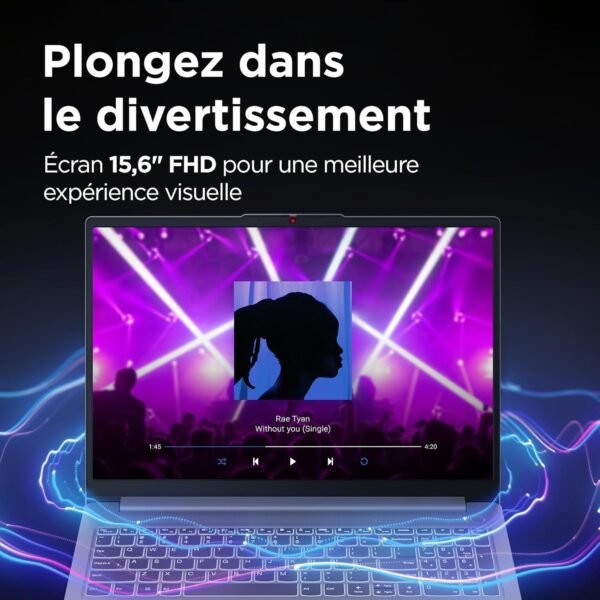 Lenovo IdeaPad Slim 3 15ABR8 - Ordinateur Portable 15.6'' FHD (AMD Ryzen 5 5625U, RAM 16Go, SSD 1To, AMD Radeon Graphics, Windows 11 Home) Clavier AZERTY Français - Gris – Image 2