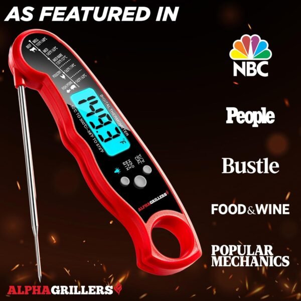 Alpha Grillers Pen Thermometer Instant Read Meat. Ultra Fast Digital Cooking Tool With BBQ Internal Temperature Chart. by Alpha Grillers – Image 4
