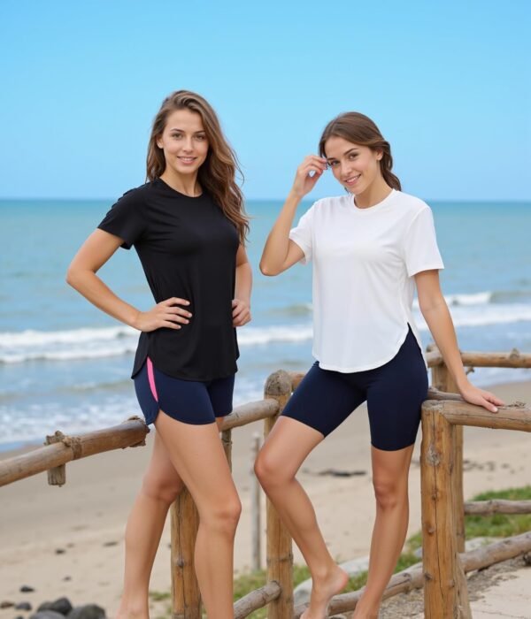 Wayleb Tee Shirt Sport Femme à Manches Courtes T-Shirts Femme à Séchage Rapide Haut Top pour Fitness Yoga Pilates et Jogging – Image 5