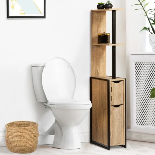 IDMarket - Meuble WC 2 portes DETROIT avec étagères design industriel – Image 2