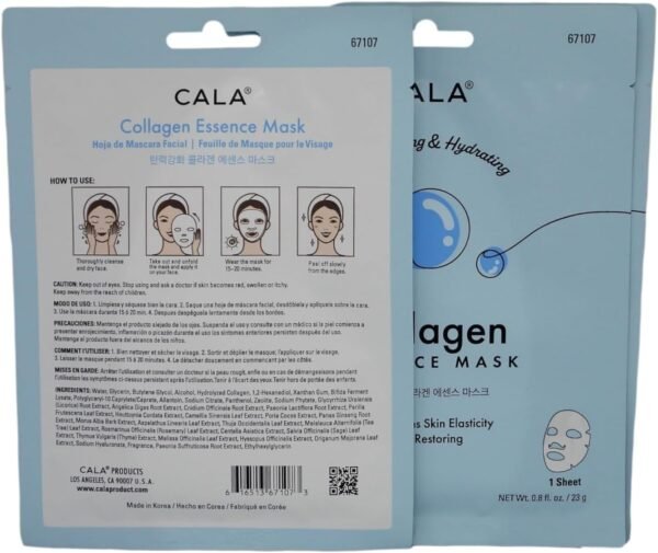 CALA ESSENCE 67107 Lot de 5 masques faciaux au collagène – Image 3