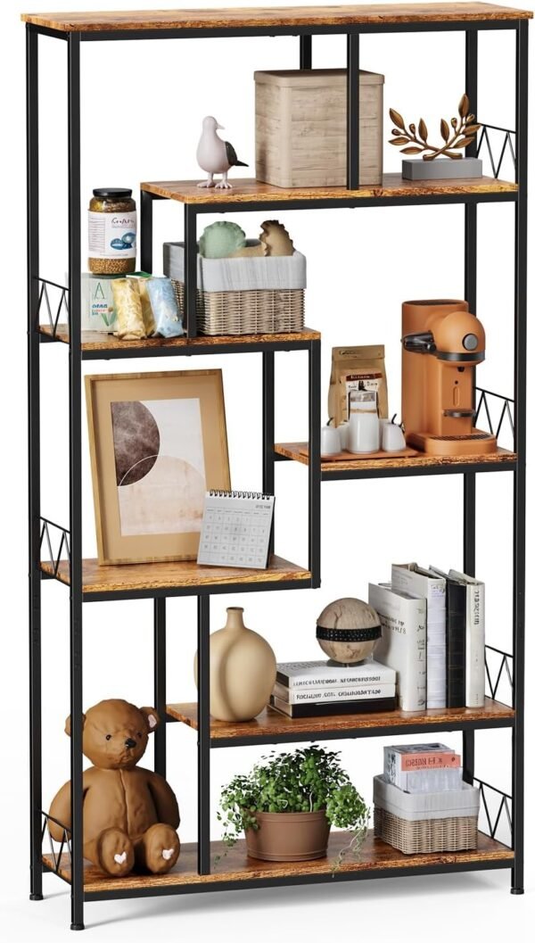 Bealife Bibliotheque, Bibliothèque avec 5 étagères, Bibliothèque Ouverte pour Salon, Bureau, Chambre (Rétro) – Image 9