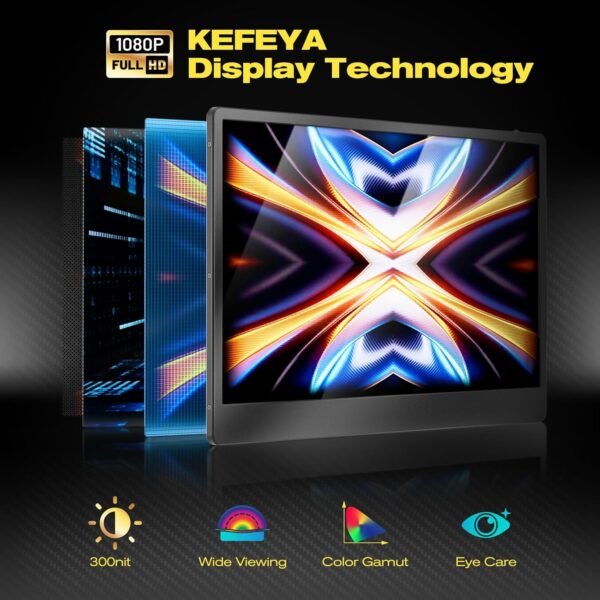 KEFEYA Moniteur Portable pour Ordinateur Portable, 14" Full HD IPS Display, Extension D'écran pour Ordinateur Portable,Compatible avec Mac Windows Chrome – Image 2