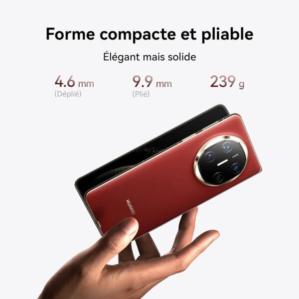 HUAWEI Mate X6, 12 Go + 512 Go, Smartphone Forme compacte et Pliable, Durabilité Robuste, Live-Multitask, Appareil Photo Ultra Chroma, Verre Kunlun 2e génération, Écran X-True™, Rouge nébuleux – Image 3