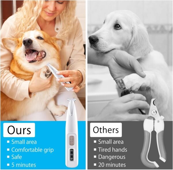 TNSLAND Tondeuse Pour Chien Coupe Onglechientondeuse Faible Bruit Tondeuse Chien Poil Pour Chiens Chats Pattes, Yeux, Oreilles, Visage, Corps – Image 4