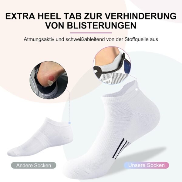 Niofind Chaussettes Femmes 35-38/39-42 Chaussettes Basses Femme De Sport En Coton Respirantes Courtes Chaussettes Anti-ampoules Femmes Chaussettes De Course Rembourrées 6 Paires – Image 5