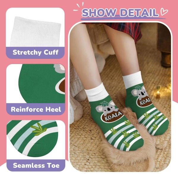Queenshin 6 Paires Chaussettes Courtes pour Enfants Filles Motifs Doux et Respirant de 2 à 11 Ans – Image 5