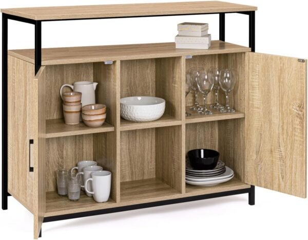 IDMarket - Buffet 2 Portes 100 cm Detroit avec étagères Design Industriel – Image 5