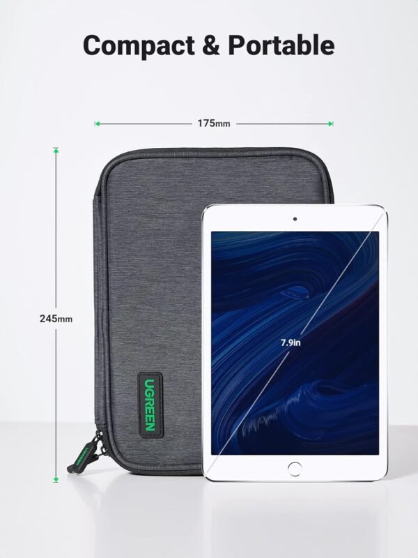 UGREEN Sac Rangement Câble Électronique de Voyage Multifonctionnel Sacoche Protection Antichoc, 2 Couches, pour Tablette Chargeur Adaptateur Disque Dur Externe USB Écouteur – Image 7