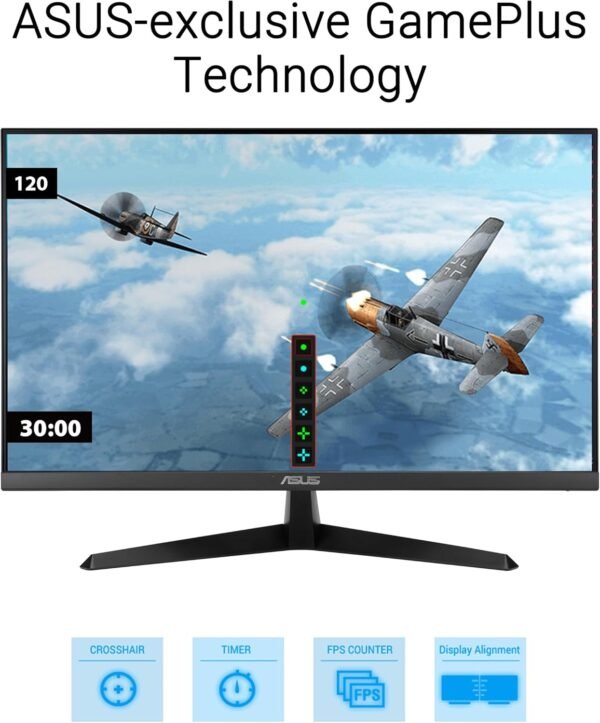 ASUS Moniteur de Jeu VY249HGR Eye Care – 23,8 Pouces FHD (1920 x 1080), IPS, 120 Hz (OC), SmoothMotion, 1 ms (MPRT), Adaptive Sync, Technologie Eye Care Plus, lumière Bleue, Flicker Free – Image 8