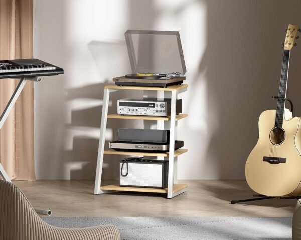 FITUEYES Meuble HiFi à 4 Etagères en Bois et Acier Support pour Platine Vinyle Meuble Audio/Vidéo Capacité de Charge Max. 50KG Structure Solide – Image 2