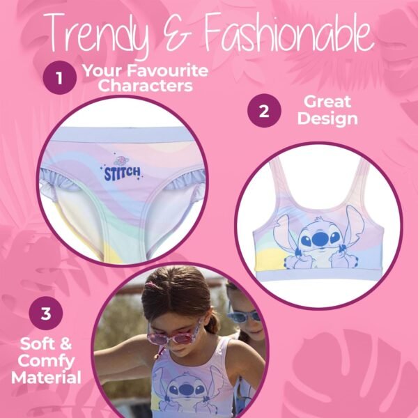 Maillot de Bain Stitch Fille 2 pièces – Ensemble brassière + Culotte – Confort et Fun pour la Plage, la Piscine ou Un Anniversaire Stitch – Image 2