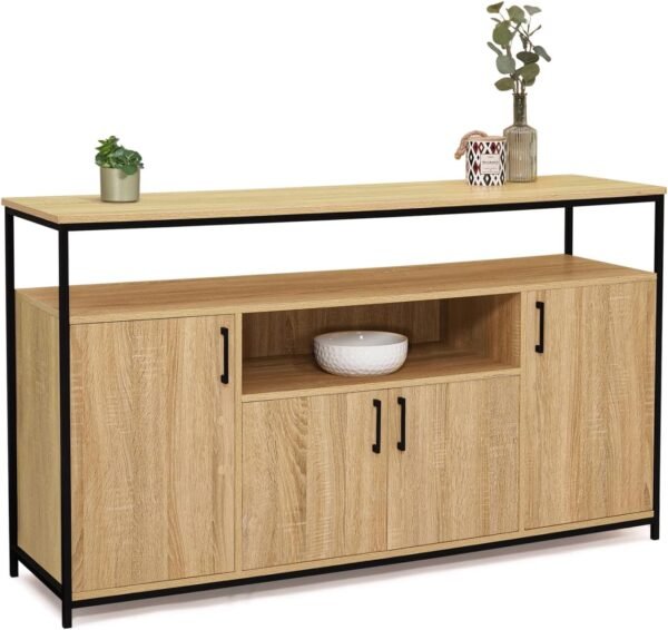 IDMarket - Buffet 4 Portes 140 cm Detroit avec Niche Design Industriel