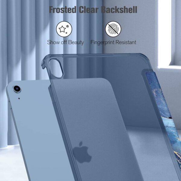 FINTIE Coque pour iPad (A16) 11 Pouces 11ème Génération 2025, iPad 10ème Génération 10.9 Pouces 2022 - Coque Arrière Rigide Transparente Givrée, Housse Fine Légère Etui Pliable, Marbre Océan – Image 5