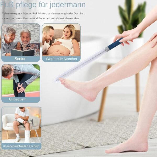 Brosse à orteils à manche long - Brosse à pied souple et flexible - Réutilisable - Avec poignée ergonomique - Brosses de nettoyage des orteils pour téléphone portable - Pour l'hygiène personnelle, le – Image 7