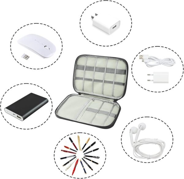 CPYJW Voyage Accessoires,Sac Électronique Organisateur Cable Organisateur De Câble Gris Essentiels Voyage Rangement pour Téléphone Portable Disque Dur Banque d'alimentation Cartes (Noir) – Image 6
