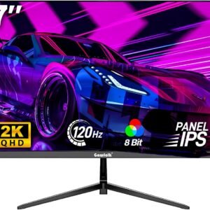 Gawfolk Moniteur de Jeu 27 Pouces QHD, écran PC IPS 2K 120Hz, 2560×1440P, FreeSync, HDMI, DisplayPort, VESA 75 * 75mm, Noir