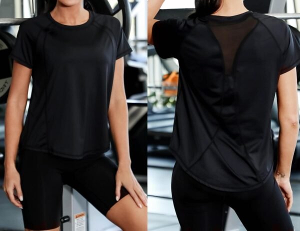 Gyabnw Tee Shirt Sport Femme T-Shirt à Manches Courtes Été T-Shirts et Tops de Sport Femme à Séchage Rapide Top de Fitness Haut Yoga Pilates Jogging – Image 2
