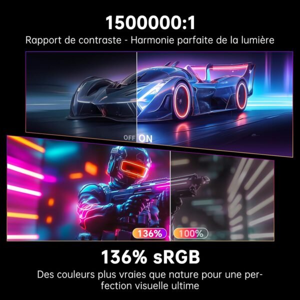 KTC OLED Écran PC Gamer 27 Pouces WQHD 1440P - 65W USB C (Supporte la Sortie vidéo), 240Hz / 0.03ms, 100% DCI-P3, DisplayHDR True Black 400, Adaptive Sync, Haut-parleurs Doubles intégrés - Blanc – Image 8