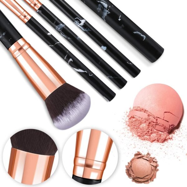 Pinceaux Maquillages 10 PCS Set, Noir et or Pinceaux Maquillages Professionnel pour Fond De Teint, Blush, fard à Paupières Poils Synthetiques Premium Doux et Sans Cruauté – Image 4