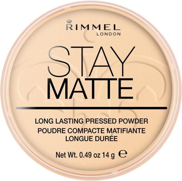 Rimmel - Poudre Compact Stay Matte - Anti-Brillance - Fini Mat et Naturel - 001 Transparent - 14gr