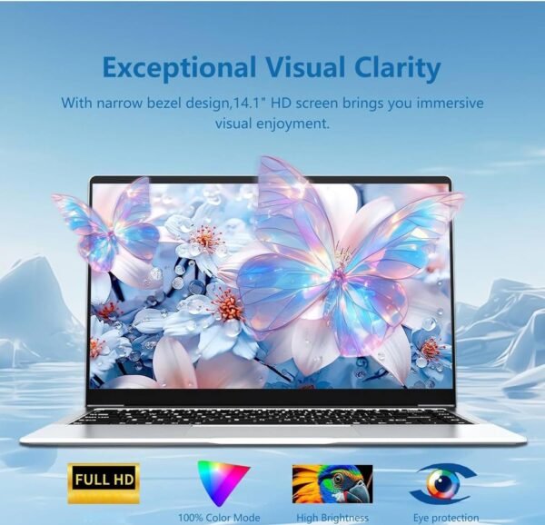 Ordinateur Portable Celeron N4000, PC Portable 14,1 Pouces, Carte Graphique UHD 600, 6Go RAM, 256Go SSD (Développer to 1TB), Laptop Win11/5000 mAh/Carte TF/Wi-FI 5/BT5.0/HDMI – Image 3