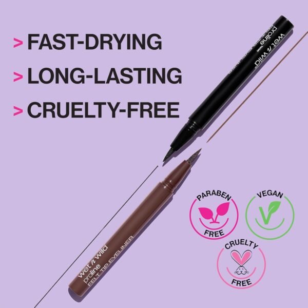 wet n wild - MEGALINER LIQUID EYELINER - Pointe fine facilitant l'application - Teinte Black - 100% Cruelty Free – Produit Vegan – Image 5
