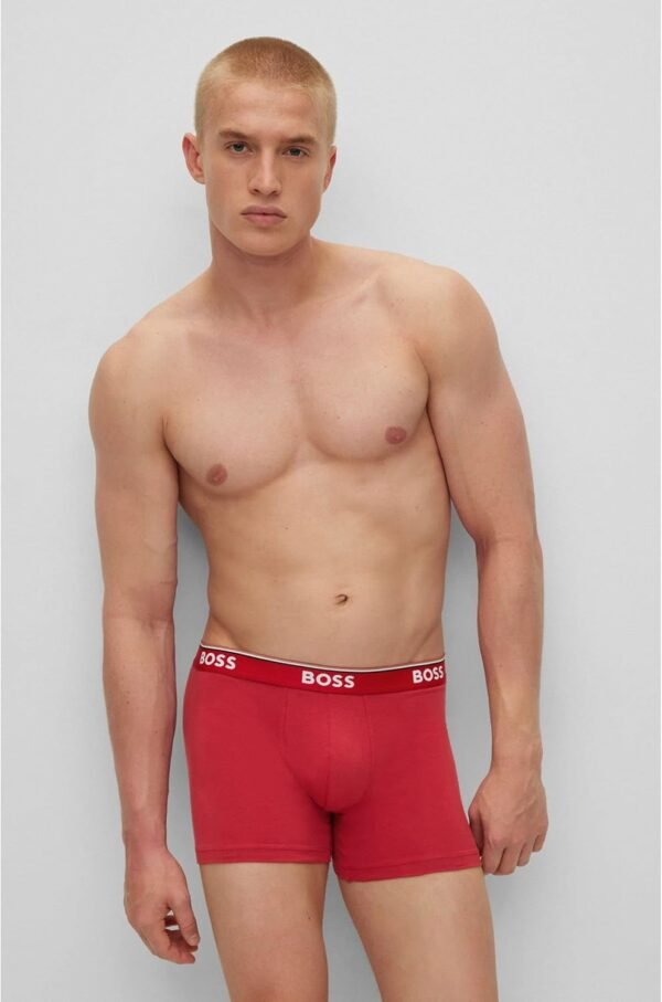 BOSS Hommes BoxerBr 3P Power Lot de Trois Boxers Longs en Coton Stretch avec Logos – Image 6
