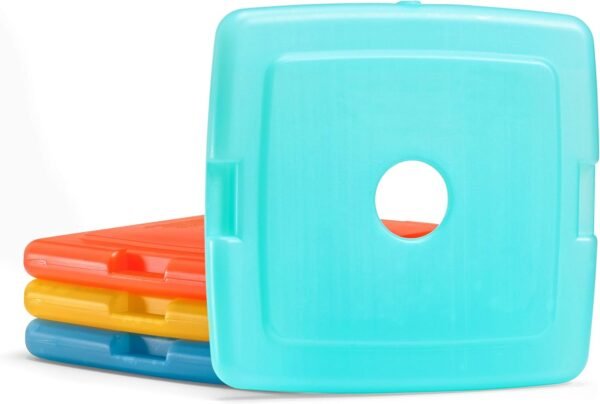 Fit & Fresh Cool Coolers Lot de 4 Blocs réfrigérants Fins réutilisables pour boîtes à déjeuner, Sacs à déjeuner et glacières, Multicolore – Image 2