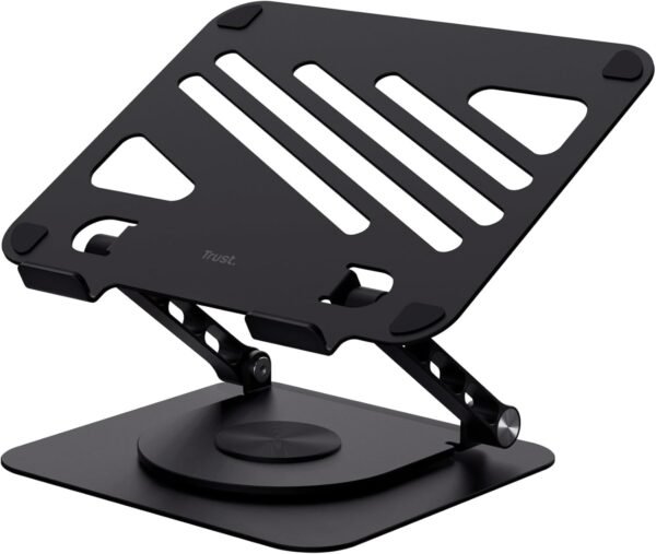 Trust Zeff Support Ordinateur Portable 16 Pouces Ergonomique, Angle de Rotation de 360°, Support PC Portable Pliable en Métal, Hauteur Réglable, Rehausseur PC Portable Dell HP Macbook, Noir – Image 8