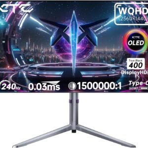 KTC OLED Écran PC Gamer 27 Pouces WQHD 1440P - 65W USB C (Supporte la Sortie vidéo), 240Hz / 0.03ms, 100% DCI-P3, DisplayHDR True Black 400, Adaptive Sync, Haut-parleurs Doubles intégrés - Blanc