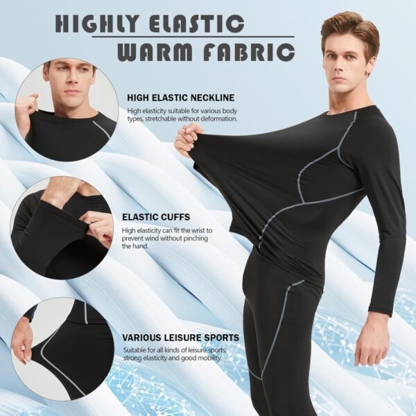 Homme Ensemble de sous Vetements Thermiques de Compression sous-Vêtement Thermique S-XXL – Image 4