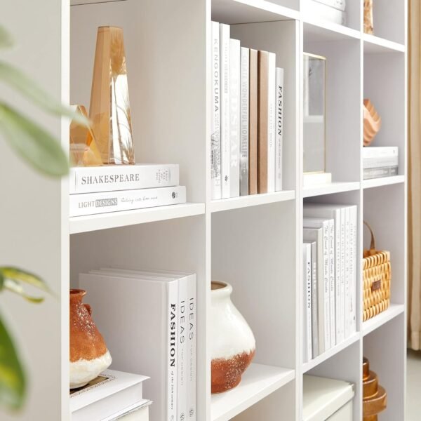VASAGLE Bibliothèque, Étagère, Meuble de Rangement avec 6 Compartiments, Étagère sur Pied, Bibliothèque Cubique, pour Salon, Bureau, Salle à Manger, Blanc Nuage LBC203D – Image 5