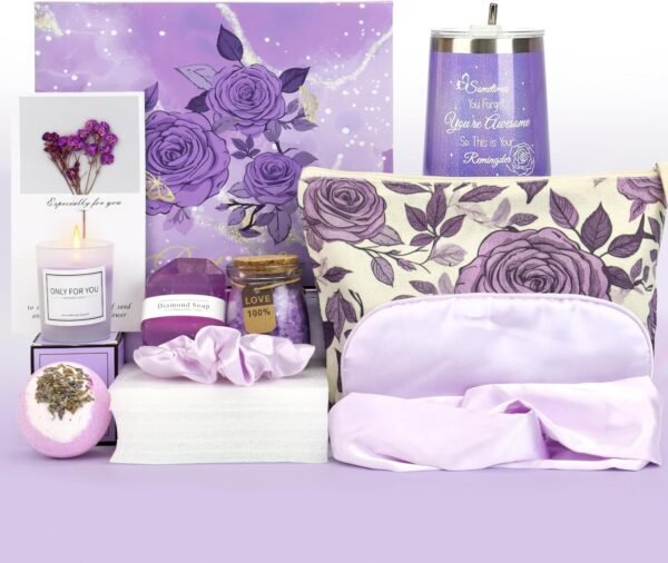 Cadeaux pour femme - Lot de 11 kits de soins personnels avec verres à vin, bombe de bain, sels de bain, savon, carte de vœux, patch