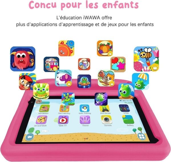 SUAAT 2025 Andriod Tablette 7 Pouces pour Enfants, 32GB ROM Bluetooth, éducation + Jeux, Double caméra, contrôle Parental,Espace Enfants,Type C-Rose – Image 3