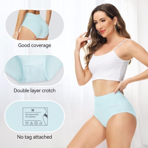Momoshe Culotte Femme Coton Taille Haute Lot de 5 Elasticité Ventre Plat Post Accouchement Gainante Slip Shorts Shorty pour Femmes Sport Extensibles Doux Décontracté Boxer sous-Vêtements – Image 3