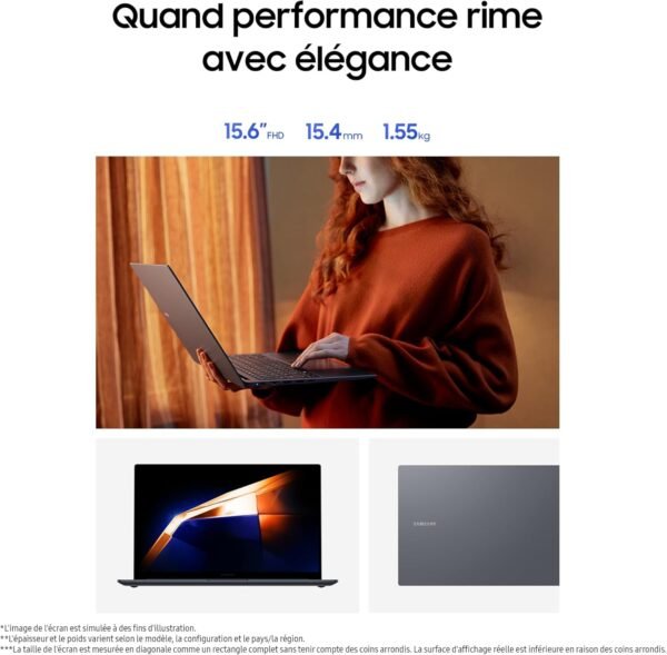 SAMSUNG Galaxy Book4, Ordinateur Portable 15.6'', Intel Core i5, 8Go RAM, 256Go SSD, Clavier AZERTY FR, Gris, Windows 11 Home – Image 4