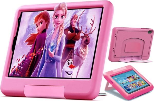 Tablette Enfants 8 Pouces 6Go RAM + 128Go ROM (TF 1To) Android 13 GMS Certified, Logiciel Enfant Pré-Installé, Éducative, Contrôle Parental,WiFi,4000mAh, Tablette Tactile avec Kid-Proof Étui -Rose