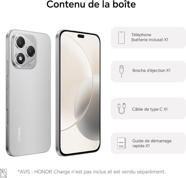 HONOR 400 Lite 5G Smartphone,8GB RAM 256GB Memoria Dual SIM NFC, 5230 mAh,108MP avec Bouton AI Téléphone Android 15, 6.7 Pouce AMOLED Eye-Care Display, IP64&SGS, Velvet Grey – Image 9