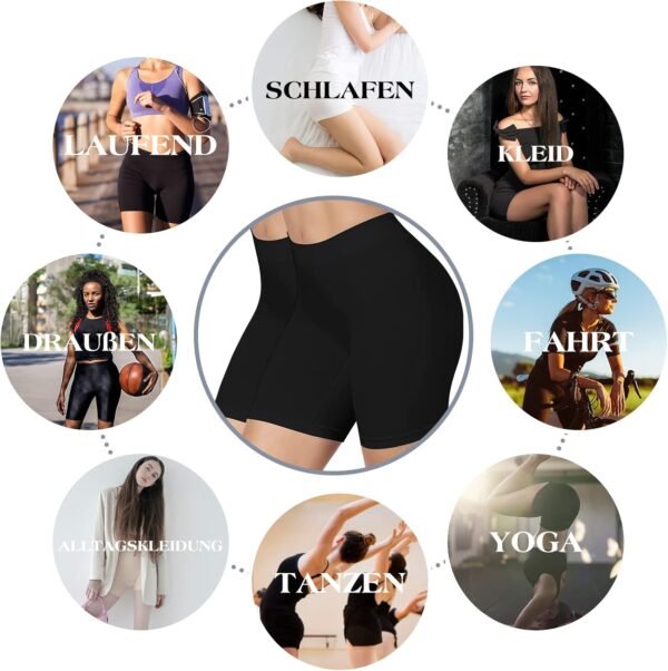 Lot de 2 Short Leggings Sport Femme sous Jupe ou Robe Anti-frottement Pantalons de Cyclisme pour Femme Legging Court sans Couture Boxer Short Sécurité – Image 5