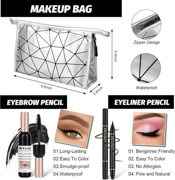 fenshine Kit de maquillage professionnel tout-en-un avec sac de rangement portable pour adolescents et adultes (13 pièces) – Image 4