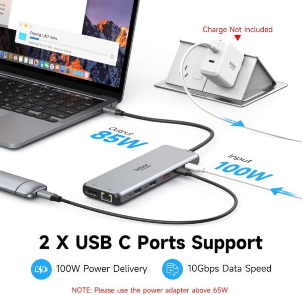 HUB USB C Docking Station USB C Dual HDMI, 13 en 1 Dock USB C vers Double HDMI, Displayport, USB C 3.1, PD 100W, USB 3.1/3.0/2.0, Ethernet RJ45, Audio, Stations d'accueil USB C pour MacBook HP Dell – Image 5
