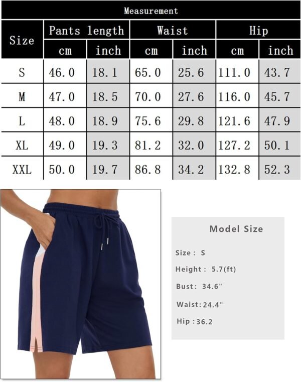Terecey Short Sport Femme Été Pantalon Court Femme Doux avec Poches Bas de Survêtement Court Respirant pour Jogging Randonnée Fitness – Image 7