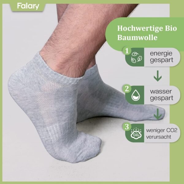 FALARY Chaussette Hommes Femme de Sport 10 Paires Chaussettes Basses Coton Soquette – Image 2
